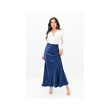 Koza Butik Kadın Dökümlü Saten Etek 6275-24 001