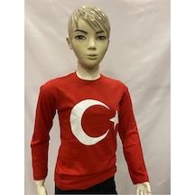 Çocuk Uzun Kollu Bayraklı Sweet Badi Tişört Kırmızı