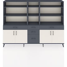 Arges Dolap 11 Raflı 5 Çekmeceli 4 Kapaklı 220x30x163 Antrasit-aytaşı/antrasit Aytası/antrasıt - Antrasıt