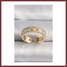 Storeşahin Pirinç Gold Renk Zirkon Taşlı Yıldız İşleme Vıp Seri Kadın Yüzük Shn0720