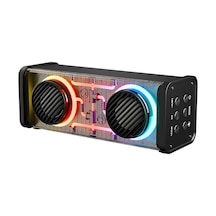Siyah Kablosuz Hoparlör - Speaker Taşınabilir Mp3 Işıklı Usb Şarjlı Bt - Aux - Tes 10 Mt Menzil 1200