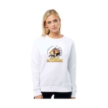 Pubg Playerunknowns Pubg Cember Baskılı Beyaz Kadın Sweatshirt