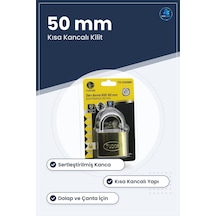 Sarı Asma Kilit 50 Mm Kısa Kancalı Sertleştirilmiş Dolap Ve Çanta