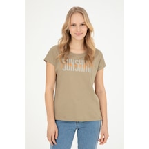 U.S. Polo Assn. Kadın Haki Bisiklet Yaka Tişört 50282894-VR027