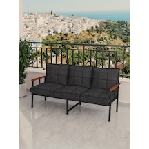 Modern Balkon, Bahçe, Cafe, Metal Koltuk, Kanepe Üçlü - Antrasit Antrasit