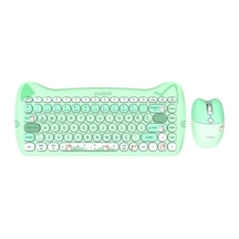 Everest Km-6285 Catty Mını Renkli Tuşlu Yeşil 2.4 Ghz + Bt Kablosuz Q Multimedia Klavye + Mouse Set Lazer