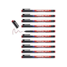 141 F Permanent Kalem - Asetat Kalemi Kırmızı - 10 Kalem - 0,6 Mm Yuvarlak Uç Tek Renk