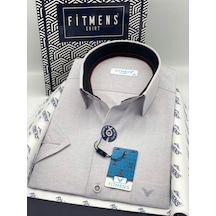 Klasik Kısa Kol Keten Cotton Hediye Kutulu Erkek Gömlek Fs-003624 - Gri-3358