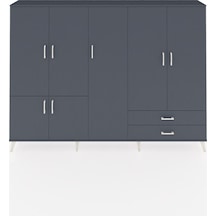 Arges Dolap 12 Raflı 2 Çekmeceli 7 Kapaklı 220x30x163 Antrasit-an Antrasit-antrasit
