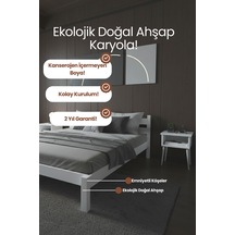 Renazzo Letto Masif Ahşap Karyola Beyaz 140x200 Beyaz - 140 X 200