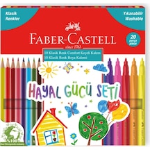 Faber-Castell Klasik Renkler Hayal Gücü Seti 20'li,Yıkanabilir Mürekkep, Ergonomik Tasarım