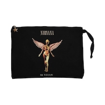 Nirvana In Utero Siyah Clutch Astarlı Cüzdan / El Çantası Siyah