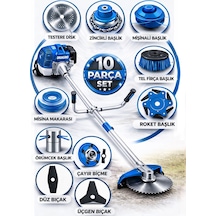 Dragro German Drg-10 + Yan Tipi Benzinli Ot Çalı Çim Biçme Tırpanı + Full Set Hediyeli M
