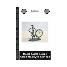 Özel Üretim Dekoratif Hediyelik Metal Saatli Keman Çalan Müzisyen Alk4333 Çok Renkli