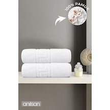 2'li Greek El Havlusu - 50x90 Cm, 225 Gr, %100 Pamuk, Spa Ve Otel Havlusu, Günlük Kullanıma Uygun Beyaz