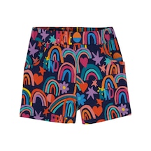 Lovetti Kız Çocuk Brave & Happy Desen Cepli Şort 1206 Çok Renkli