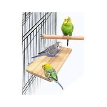 4 Pcs Kuş Levrek Standı Platform Oyuncak - Doğal Ahşap Kuş Kafesi Aksesuarları 2 Düz, 2 Digdörtgen