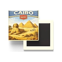 Mısır Kahire Şehri Temalı Vintage Buzdolap Magneti 9x9 Cm