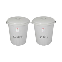 50 Lt (İkili Takım) Plastik Büyük Boy Çöp Kovası Et Kovası