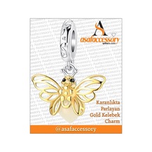 Karanlıkta Parlayan Gold Kelebek Charm Asafaccessory Sarı