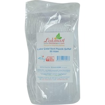 Lokmanavm Lüks Çatal Sert Plastik Şeffaf 50 Adet 1 Paket Abanoz - Beyaz