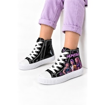 Nese Shoes Hunterix & Huntrx Temalı Kız Çocuk Spor Ayakkabı, Sneaker, Fermuarlı Ve Bağcıklı Siyah