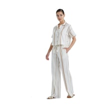Blackspade Kadın Kısa Kol Crop Gömlekli Bej Pijama Takımı C4t0n4o06- 001
