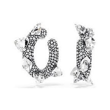 5723287 Sublima Hoop Earrings, Spike, White, Rhodium Plated Metalik