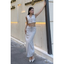 Bağlama Detaylı İkili Takım 46139-bej Bej