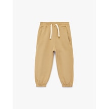 Koton Pamuklu Beli Bağcıklı Bacis Jogger Eşofman Altı Bej 6wmb40121tk Ekru