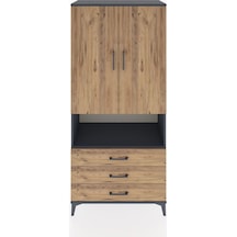 Hyperion Dolap 2 Raflı 3 Çekmeceli Tek Askılı 88x44x195 Antra... Antrasit