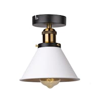 Rsylight Rys Retro Metal Tavan Plofyoner Beyaz Dekotatif Rustik Avize Çap:17 Cm Beyaz