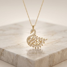 925 Ayar Gümüş Altın Kaplama Kuğu Kolye Gold