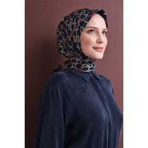 Armine Tivil Saf İpek Eşarp 9638 81 Lacivert Kemer Desen
