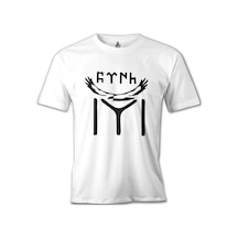 Türk Kayı Boyu Bayrak - Logo Beyaz Erkek Tshirt