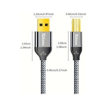 Dashanshop High-speed Usb 2.0 Yazıcı Kablosu Usb-a Usb-b 5m Nylon Örgülü Canon Brother