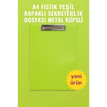 A4 Fıstık Yeşili Kapaklı Sekreterlik Dosyası Metal Klipsli