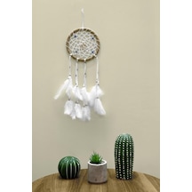 Nazar Boncuklu Düş Kapanı Hand Made Dreamcatcher Kuş Tüyü Duvar S
