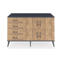 Kronos Konsol 2 Raflı 4 Çekmeceli 4 Kapaklı 132x59x83 Antrasit-çam/çam Çam/çam