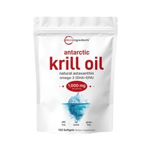 Micro Ingredients Antarctic Krill Oil Astaxanthin Omega-3s Epa & Dha 1000mg 150 Soft-gels