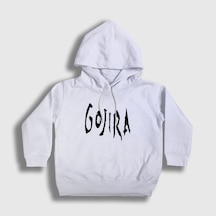 Presmono Unisex Çocuk Logo Gojira Kapüşonlu Sweatshirt Beyaz