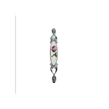 Miray 128 Mm Metal Krom Kasa Beyaz Gül Desenli / 5 Adet Gümüş