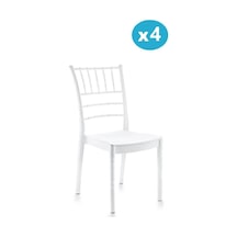 Omnipazar Sy-2525 Estate Plastik Modern Bahçe Düğün Sandalye 4'lü Set Beyaz