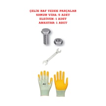 Çelik Raf Kurulum Seti Eldiven + Anahtar + Somun + Vida , Depo Rafı, Kiler Rafı, Ekipman Galvaniz