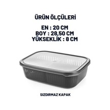 2 Adet 4 Bölmeli Süzgeçli Sızdırmaz Saklama Kabı- Zeytinlik Turşuluk Organizer 3,2 Litre