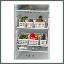 Bezos 6 Lı Buzdolabı Organizeri Düzenleyici Çok Amaçlı Dolap Düzenleyici Beyaz 12x30x14 Cm Bzstk