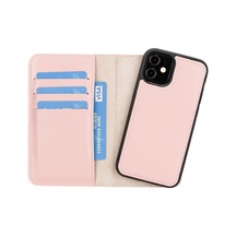 Plm Apple İphone 12 Mini Uyumlu Deri Cüzdanlı Kılıf Nu2 Pembe Acı Kahverengi