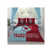 Taç Lisanslı Trabzonspor Parçali Logo Çift Kişilik Pamuk Nevresim Takımı Bordo Mavi