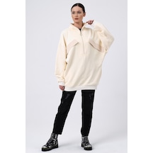 Alexander Gardi ALEXANDERGARDI SÜS CEPLİ OVERSİZE SWEATSHIRT (B22-398A)