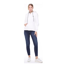 Backpacker Kadın Sweatshirt Kapüşonlu Fermuarlı Ekru